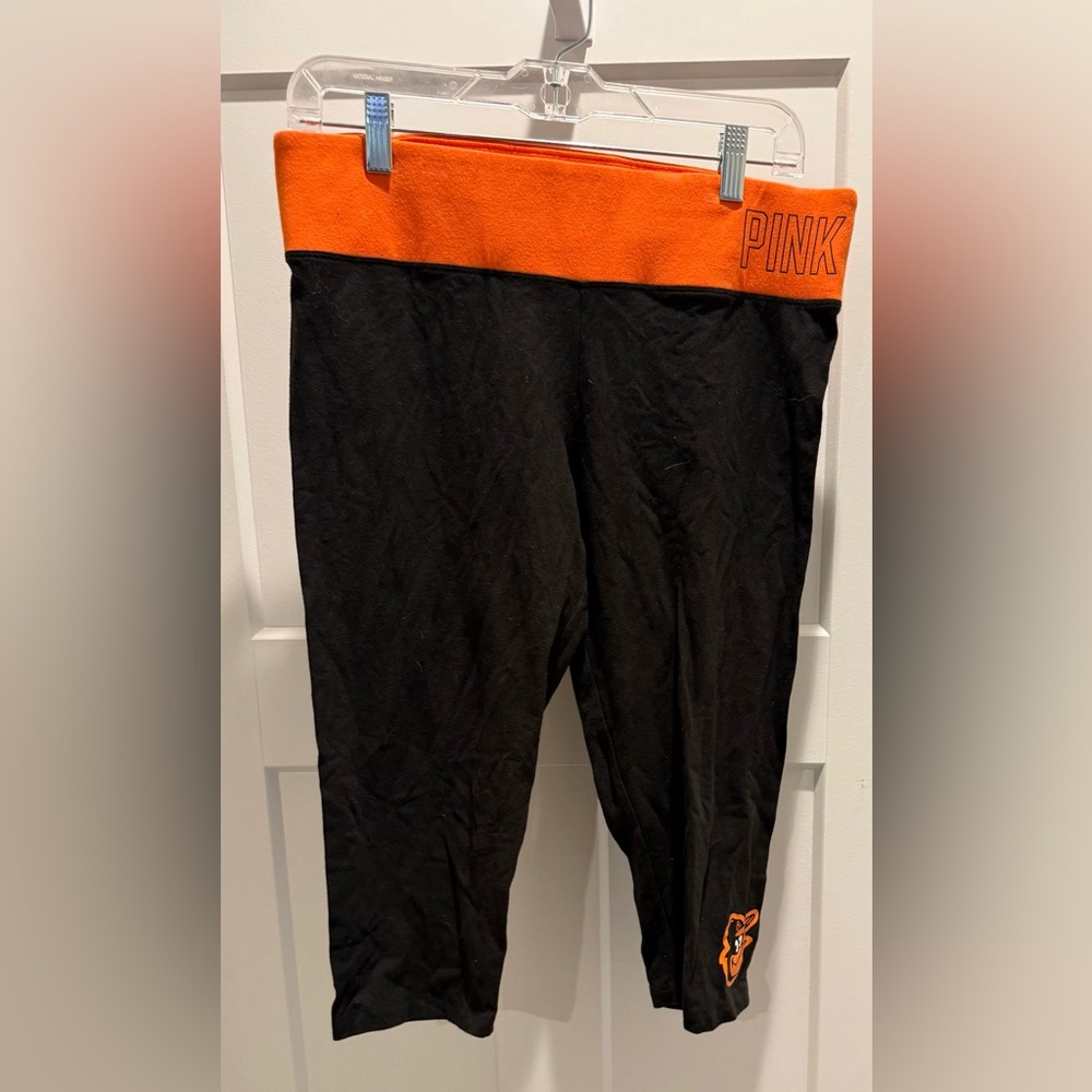 PINK Victoria's Secret Black and Orange Orioles Leggings